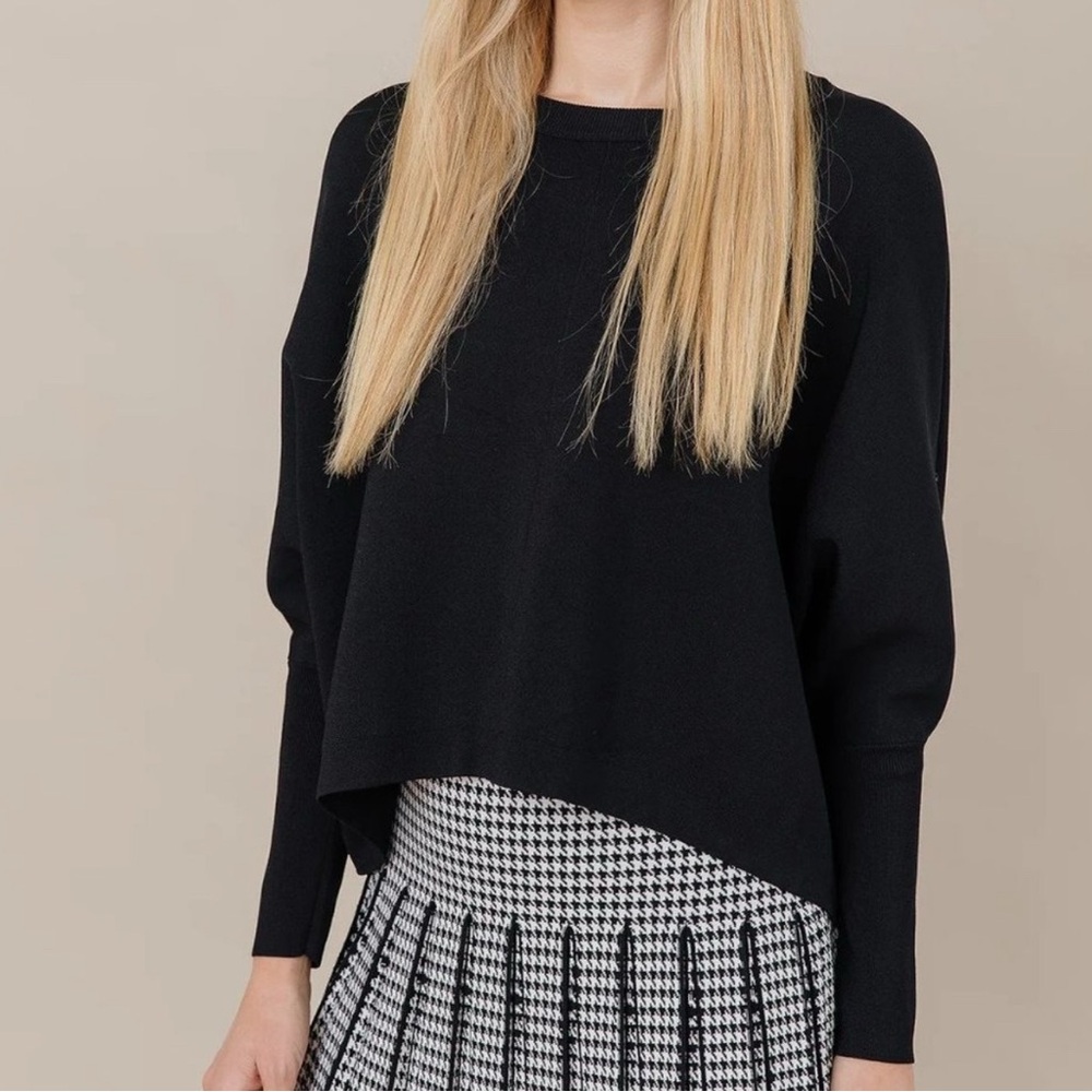 Black Women’s Asymmetric Knit Sweater